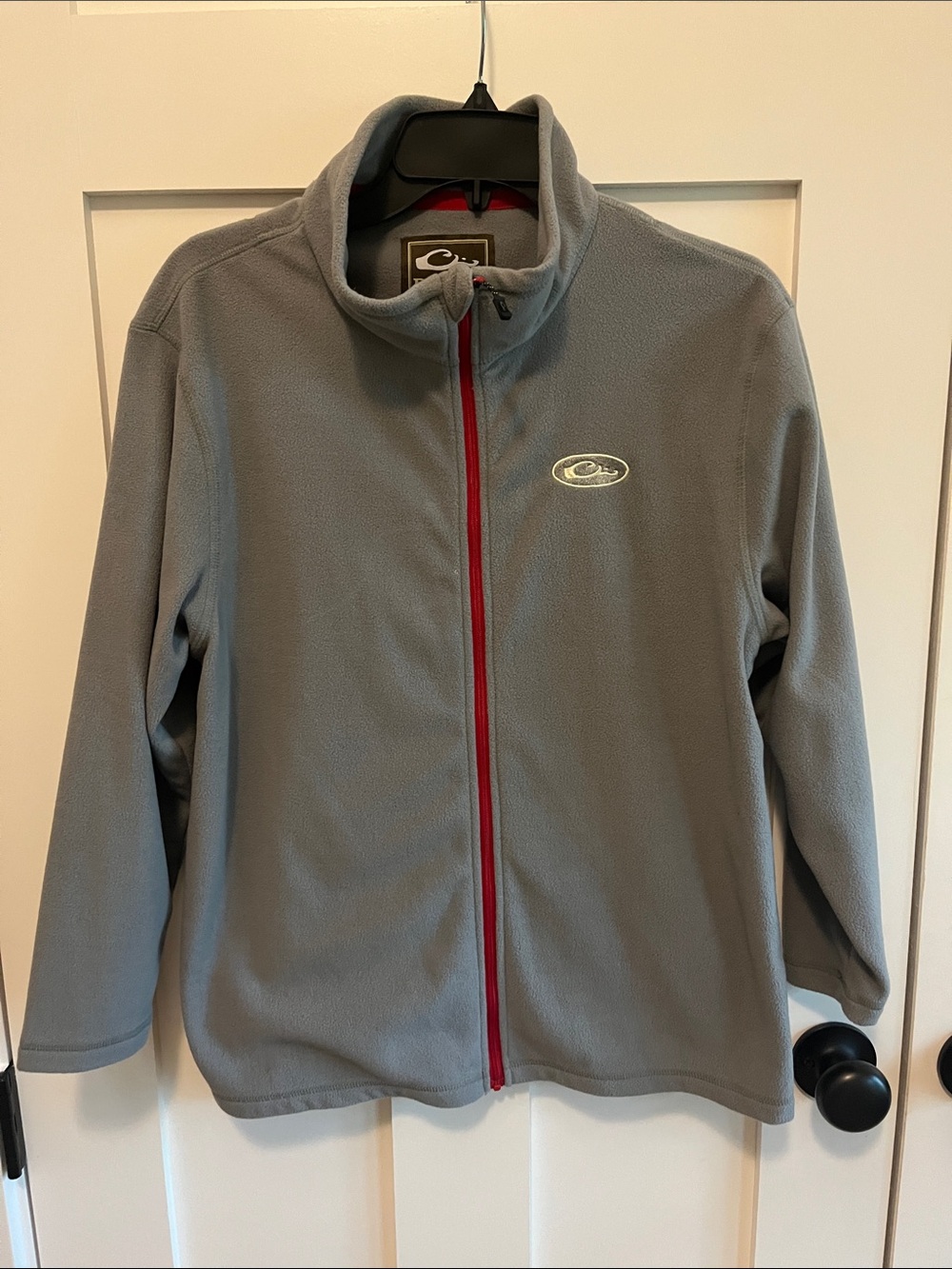 Drake Light Gray Fleece Jacket with Red Trim